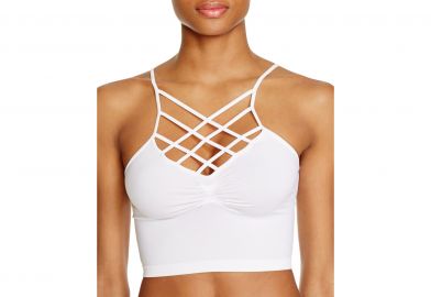 AQUA Reversible Spider Cage Longline Bralette whte at Bloomingdales